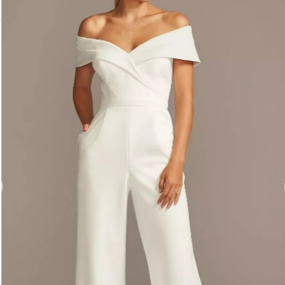 Cuffed Off-the-Shoulder Stretch Crepe Jumpsuit DB Studio